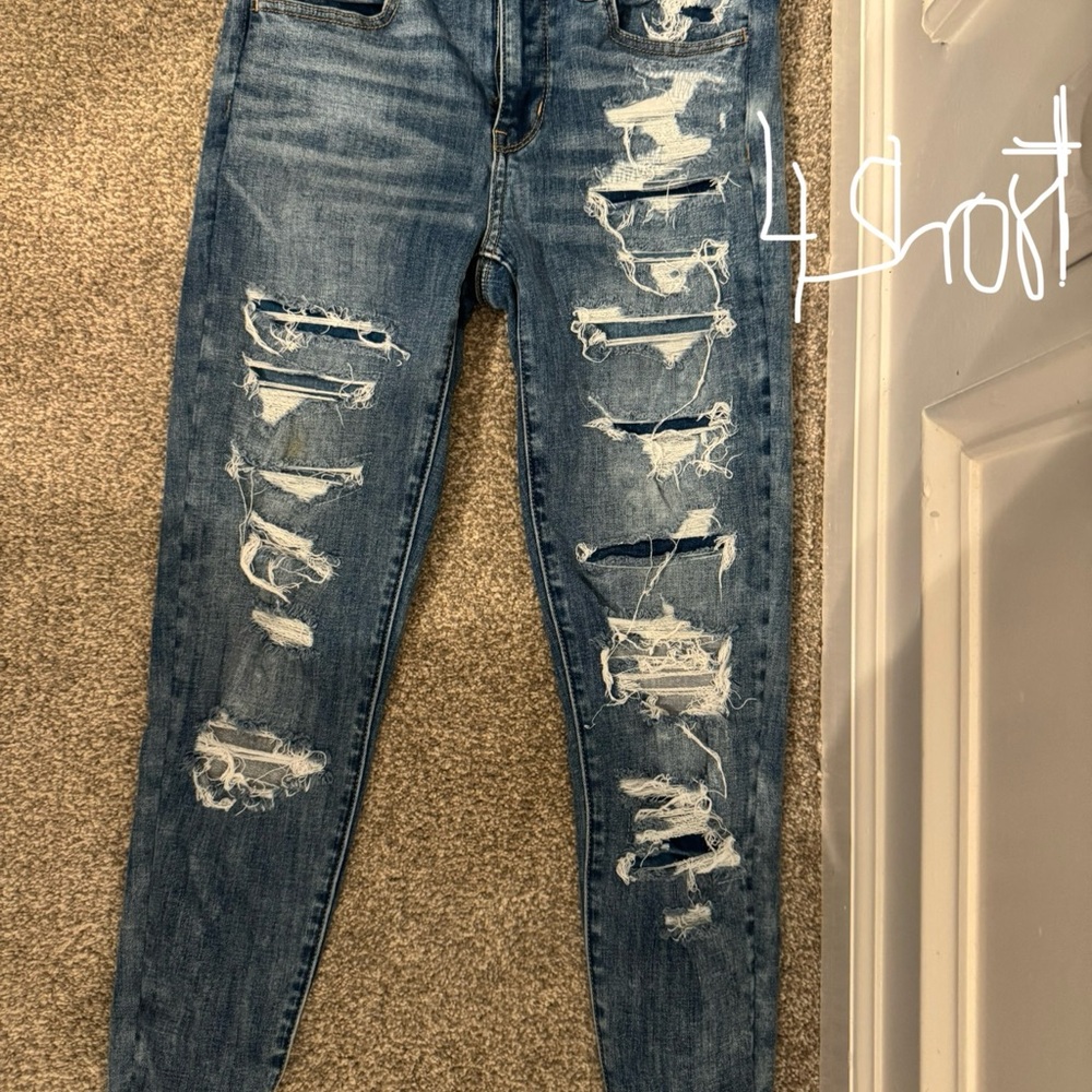 American Eagle Outfitters Ripped Blue Skinny Jeans